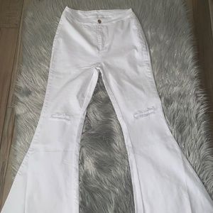 White Bootcut high waisted jeans